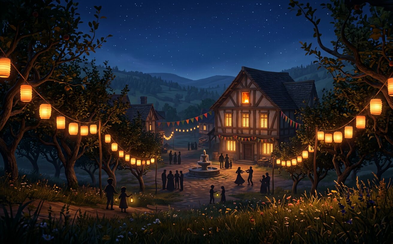 Festival lanterns over the town square